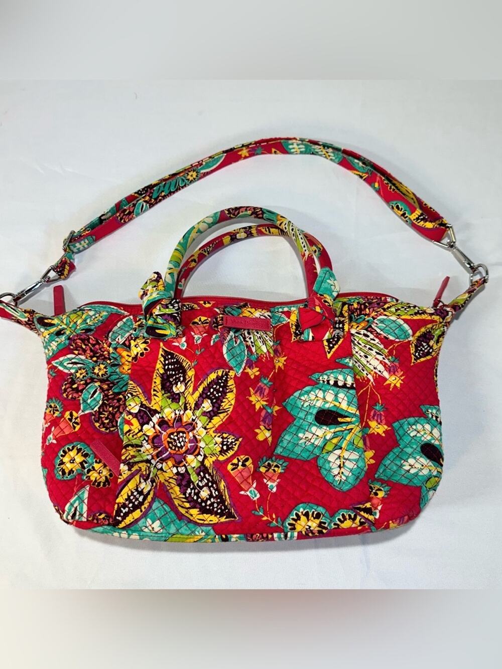 Vera Bradley Hadley Satchel in Rumba Red Floral Quilted Cotton Shoulder Bag
